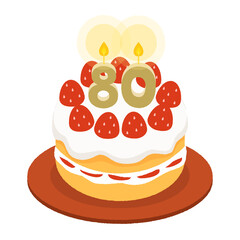 80歳の誕生日ケーキ、傘寿のお祝いケーキ