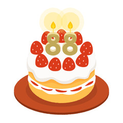 88歳の誕生日ケーキ、米寿のお祝いケーキ
