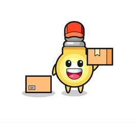 Mascot Illustration of light bulb as a courier