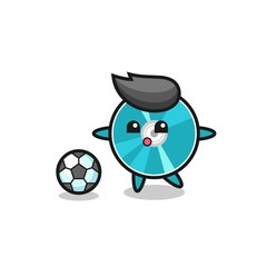 Illustration of optical disc cartoon is playing soccer