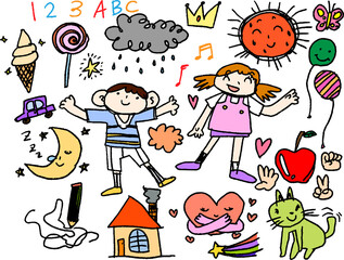 かわいい子供の落書きセット