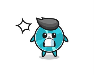 optical disc character cartoon with shocked gesture