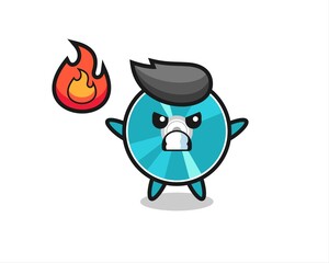 optical disc character cartoon with angry gesture