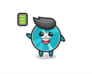 optical disc mascot character with energetic gesture
