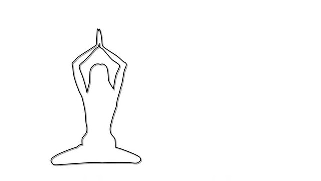 Woman practising yoga, self drawing outline animation.