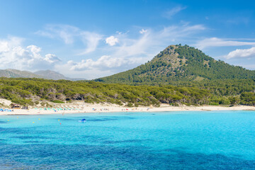 Fototapeta na wymiar Landscape with Cala Agulla and beautiful coast at Cala Ratjada of Mallorca, Spain