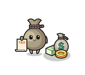 Character cartoon of money sack as a accountant