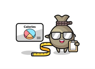 Illustration of money sack mascot as a dietitian