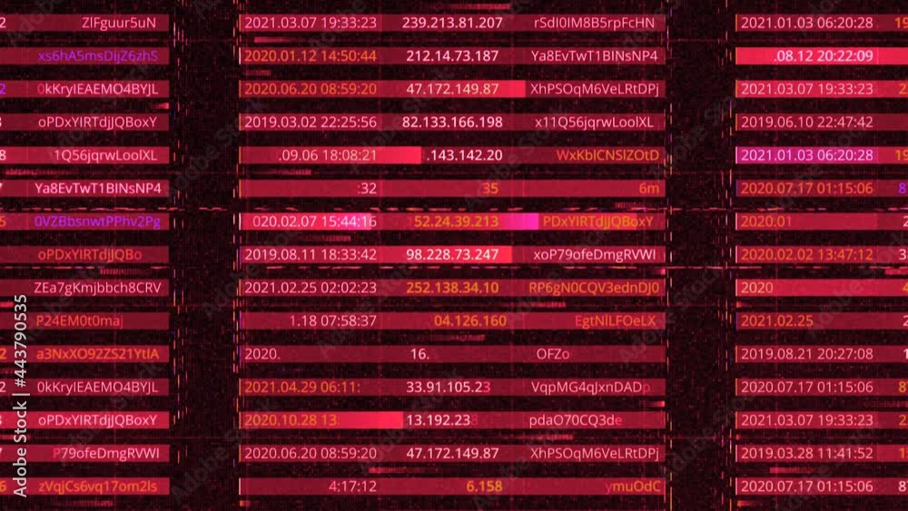Poster list of data and passwords. animation. database with ip addresses and passwords. access to personal 