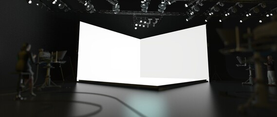 3D Studio live template, web events, live transmission. Scenario, set template