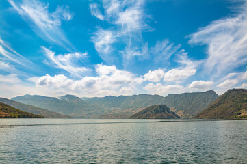 View of Sumidero Canyon in Chiapas, Mexico with a beautiful blue sky