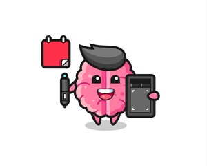 Illustration of brain mascot as a graphic designer