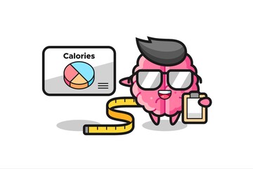 Illustration of brain mascot as a dietitian