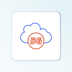 Line Cloud 5G new wireless internet wifi connection icon isolated on white background. Global network high speed connection data rate technology. Colorful outline concept. Vector