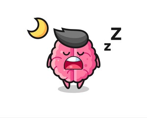 brain character illustration sleeping at night