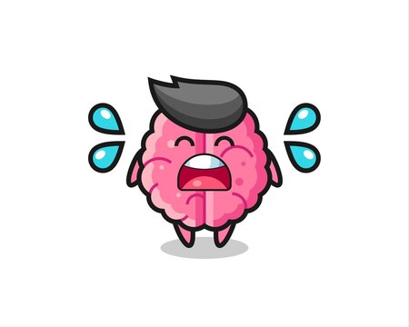 brain cartoon illustration with crying gesture