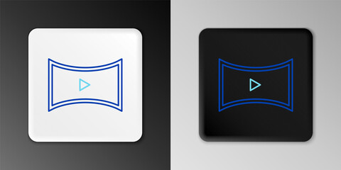 Line Online play video icon isolated on grey background. Film strip with play sign. Colorful outline concept. Vector