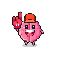 brain illustration cartoon with number 1 fans glove
