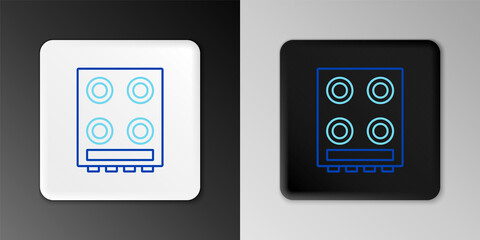 Line Gas stove icon isolated on grey background. Cooktop sign. Hob with four circle burners. Colorful outline concept. Vector