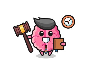 Mascot cartoon of brain as a judge