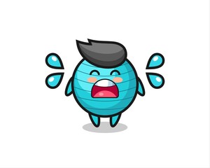 exercise ball cartoon illustration with crying gesture