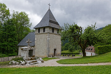 Fototapeta na wymiar ST-PIERRE DE CHARTREUSE, FRANCE, June 6, 2021 : Museum of Grande Chartreuse Monastery, head monastery of the Carthusian religious order.
