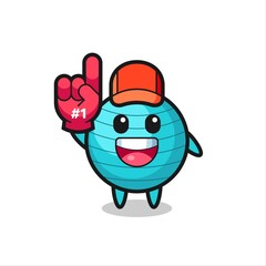 exercise ball illustration cartoon with number 1 fans glove