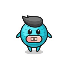 Cartoon Illustration of exercise ball with tape on mouth