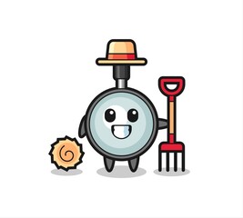 Fototapeta premium Mascot character of magnifying glass as a farmer