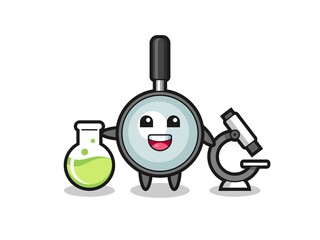 Fototapeta premium Mascot character of magnifying glass as a scientist