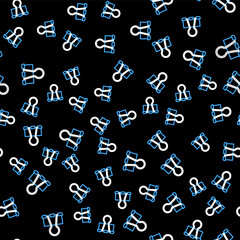 Line Binder clip icon isolated seamless pattern on black background. Paper clip. Vector