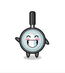 magnifying glass cartoon character doing wave hand gesture