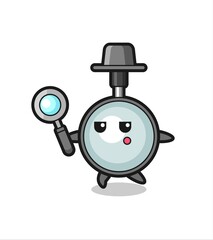 magnifying glass cartoon character searching with a magnifying glass