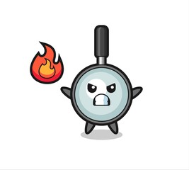 magnifying glass character cartoon with angry gesture