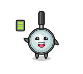 magnifying glass mascot character with energetic gesture