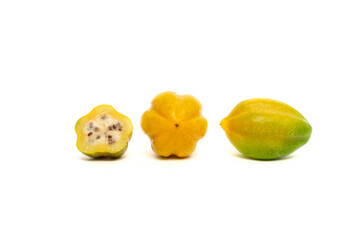 Carica or mountain papaya (Vasconcellea cundinamarcensis) isolated on white background