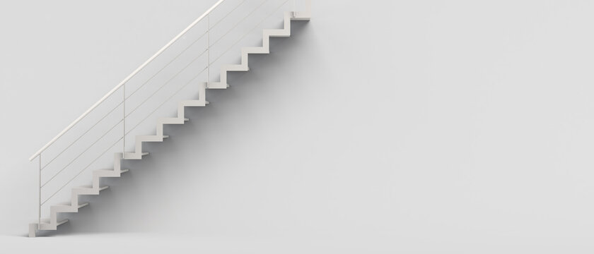 Stairs on isolated white background. Banner. 3d illustration. Interior design.