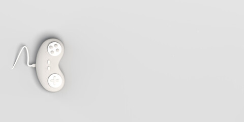 Video game controller top view. Abstract. Flat lay. Gaming banner. 3d illustration. Isolated. Copy space.