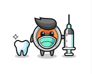 Mascot character of loudspeaker as a dentist