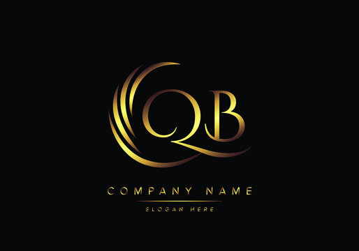 alphabet letters QB monogram logo, gold color elegant classical