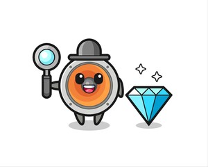 Illustration of loudspeaker character with a diamond