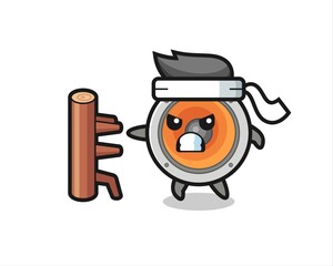 loudspeaker cartoon illustration as a karate fighter