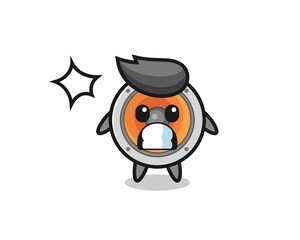 loudspeaker character cartoon with shocked gesture