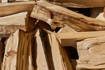 Pile of chopped firewood. Pile of chopped firewood close up.