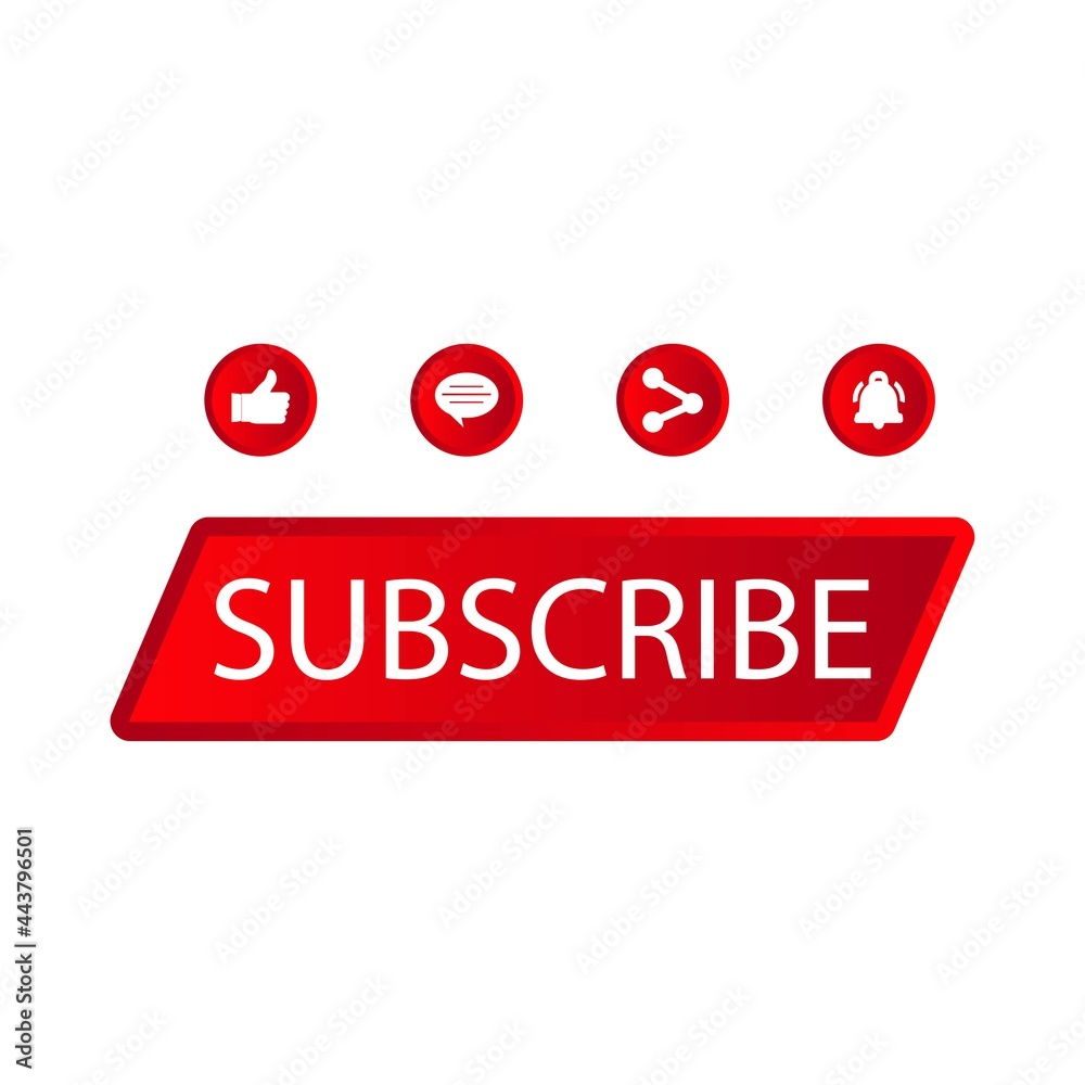 Poster subscriber button stylish collection vector design. red gradient color subscriber button collection.