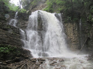 beautiful waterfall in Ukraine. Manyava Waterfall