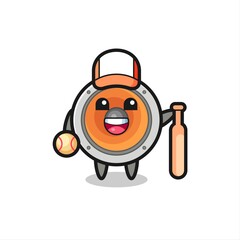 Cartoon character of loudspeaker as a baseball player