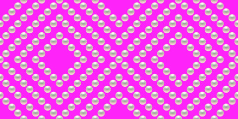 Pink luxury background with pearls and rhombuses. Seamless vector illustration. 