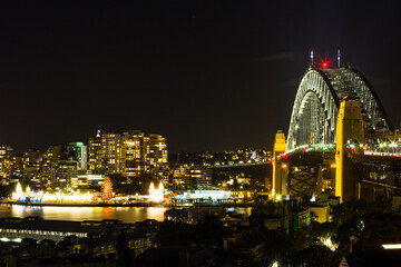 オーストラリア　シドニーのハーバーブリッジと夜景