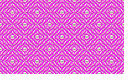 Pink luxury background with pearls and rhombuses. Seamless vector illustration. 